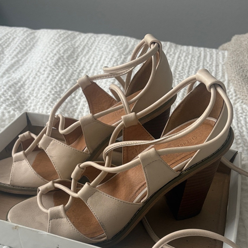 Silence + Noise Nude Strappy Heels